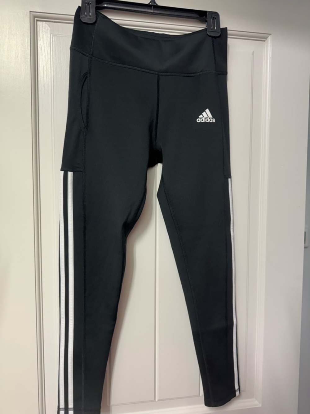 adidas Black Leggings with White Side Stripes